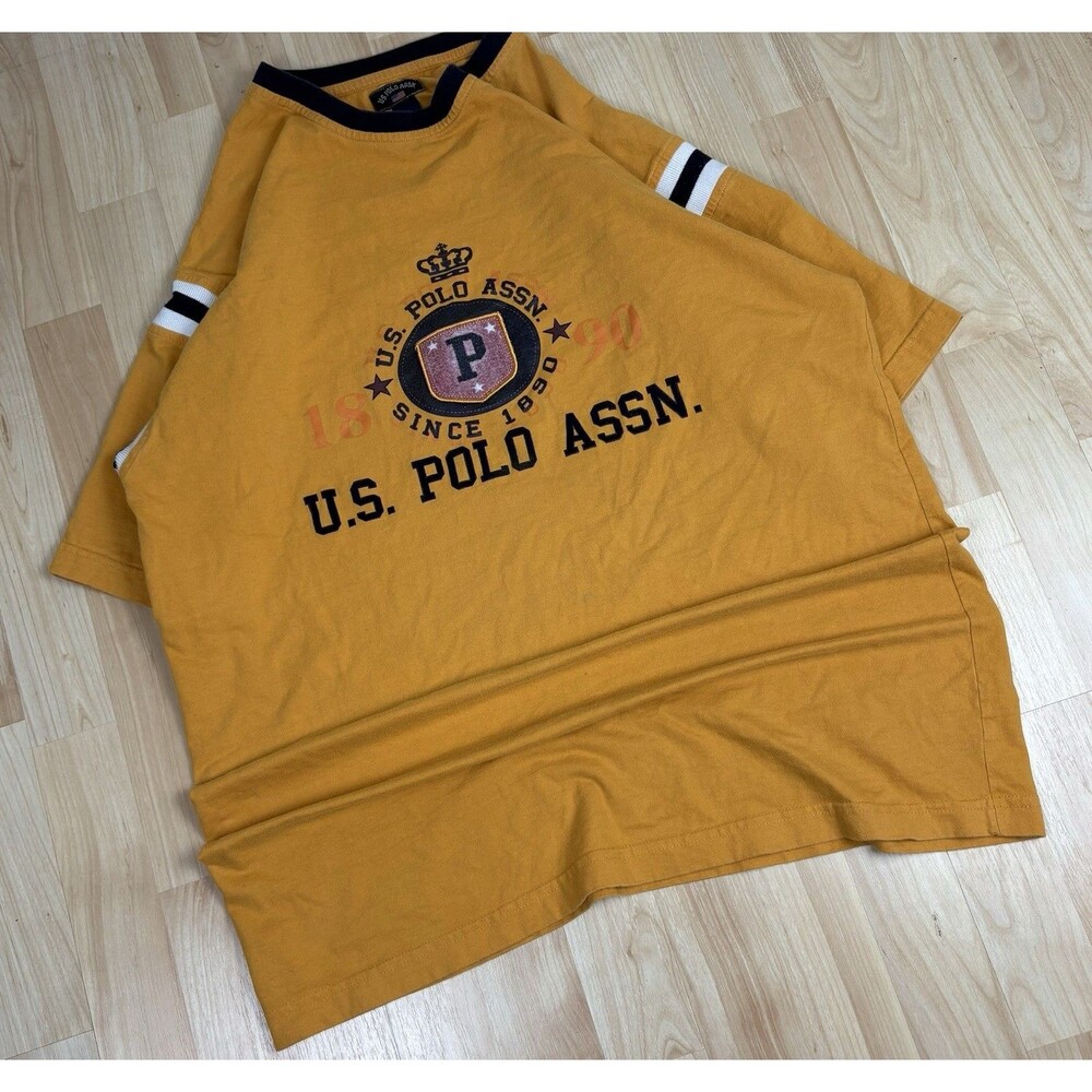 Y2K U.S. Polo Assn. Graphic T-Shirt / Yellow / Size XL / Short Sleeve